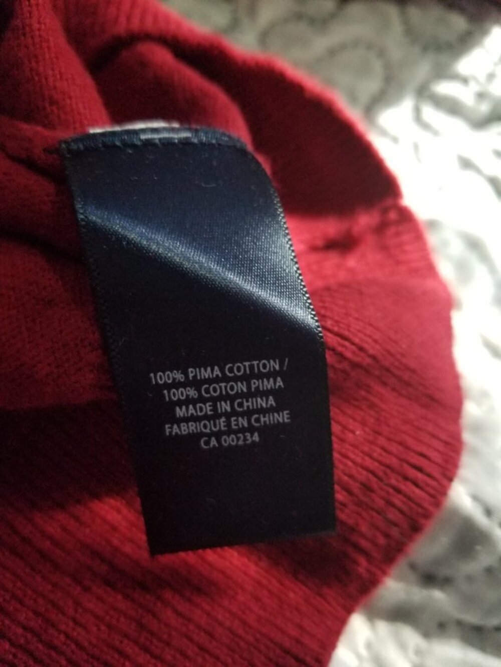 Hudson North Men's Pima Cotton Red V-Neck Sweater Size Medium - Picture 5 of 7